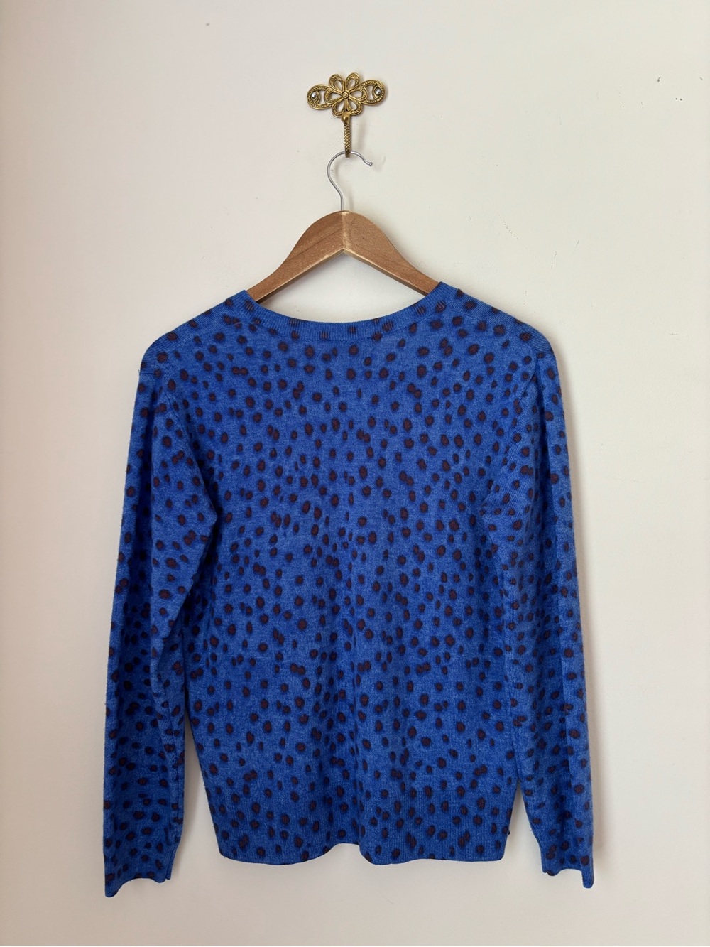 Parfois Blue & Red Dot Print Wool Blend V Neck Sweater XS S - Picture 4 of 6
